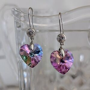 Purple Heart Shape Crystal Earrings by 0 USA SUE'S SECRET